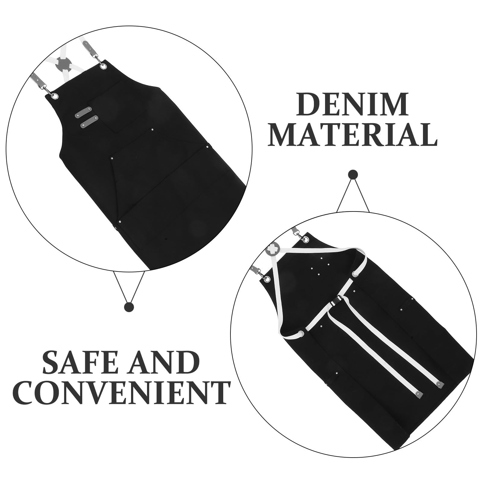 GALPADA Grembiule da Uomo Copertura Eccellente e Vestibilità Comoda in Tela Nera con Tasche, Design a Vita per Barbecue e Attività All'aperto