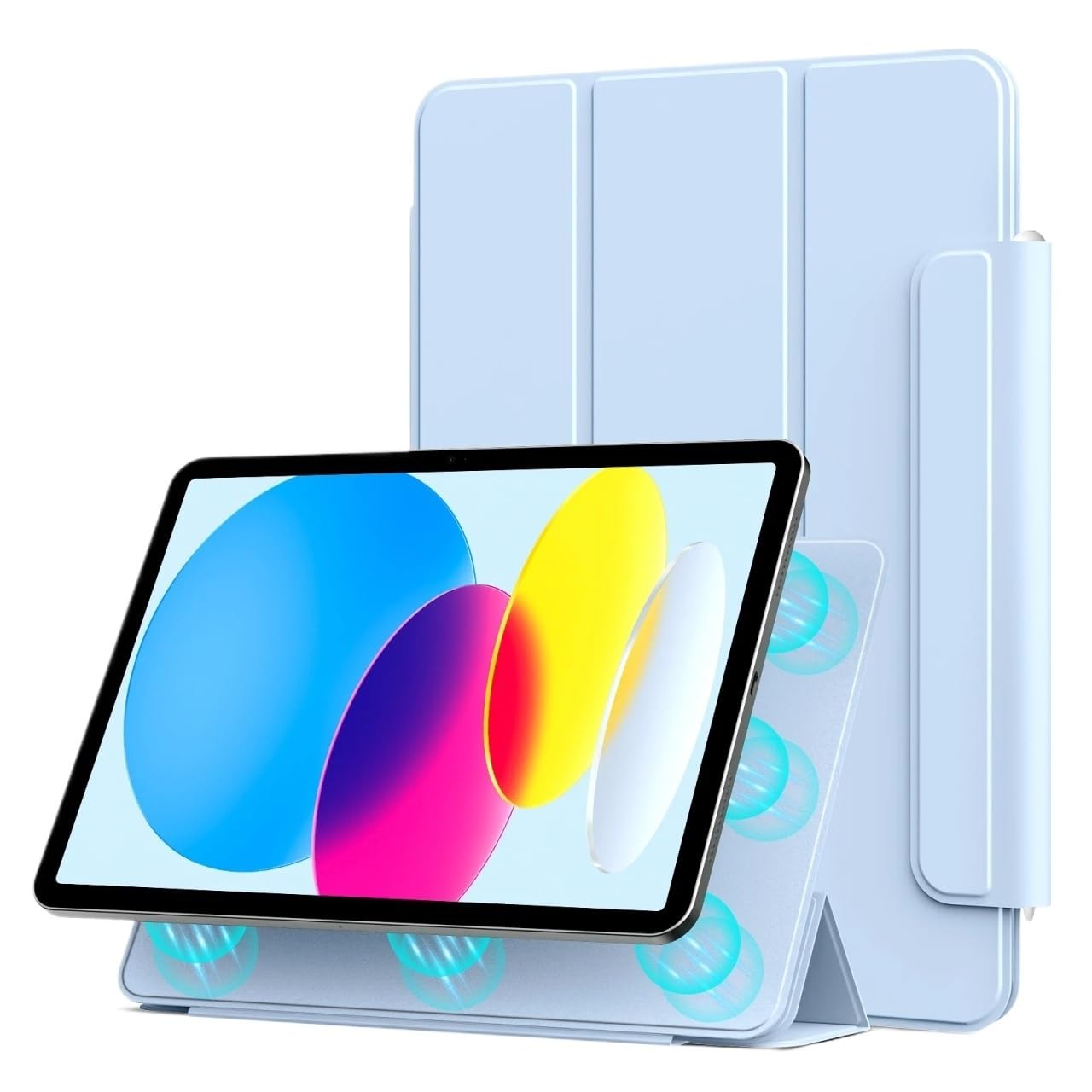 Smart Magnetic Split Tablet Case Suitable for Apple iPad Pro 5th M4 11inch 2024 A2836 Tri-Fold Stand Magnetic Closure Cover(Light Blue)