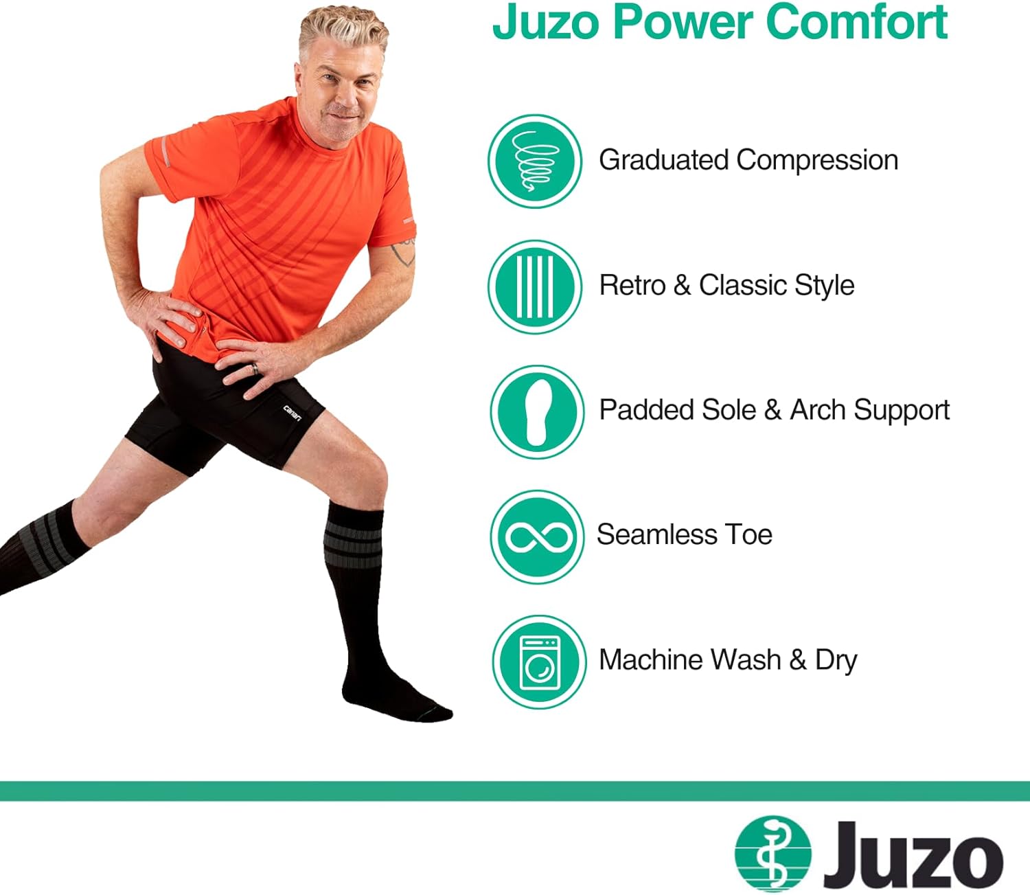 Juzo Power Comfort 20-30 mmHg Compression Stockings, Ribbed Texture, Knee High, Closed Toe | Compression Socks for Tired, Aching or Swollen Legs, Moderate Varicosities