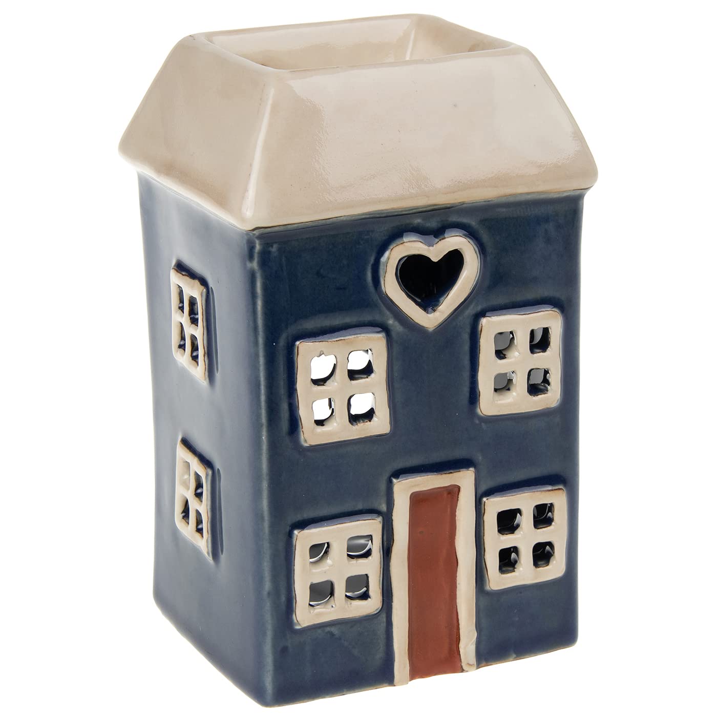 Village Pottery Oil/Wax Warmer Square Navy Heart House