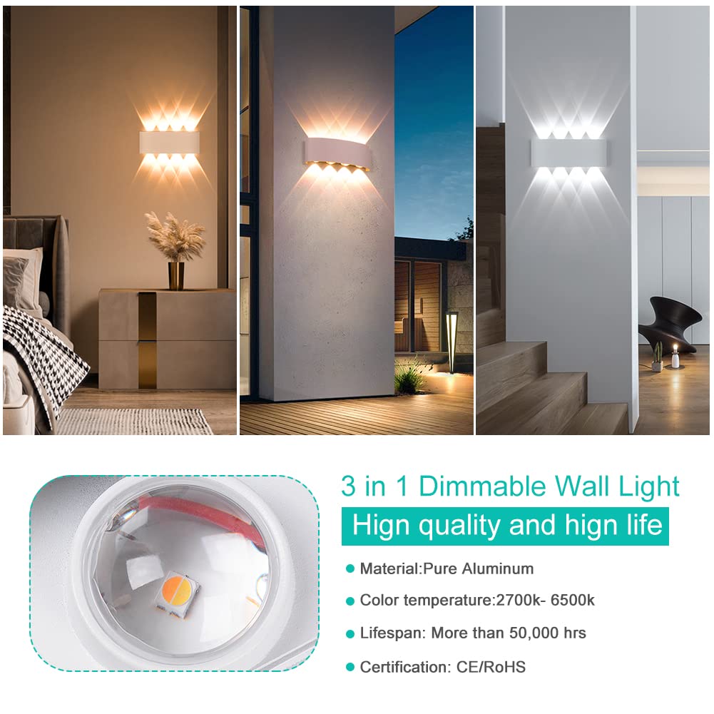 Applique Murale Avec Détecteur De Mouvement - 8 W - IP65 - Lampe Extérieure Moderne En Aluminium Et Acrylique - Pour Terrasse, Jardin, Couloir - 2700 K - 6500 K