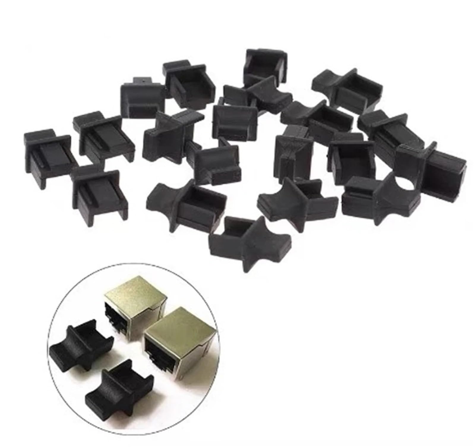 100 Stück RJ45-Netzwerk-Port-Staubschutz mit Griff | FTTH-Schutzkappe