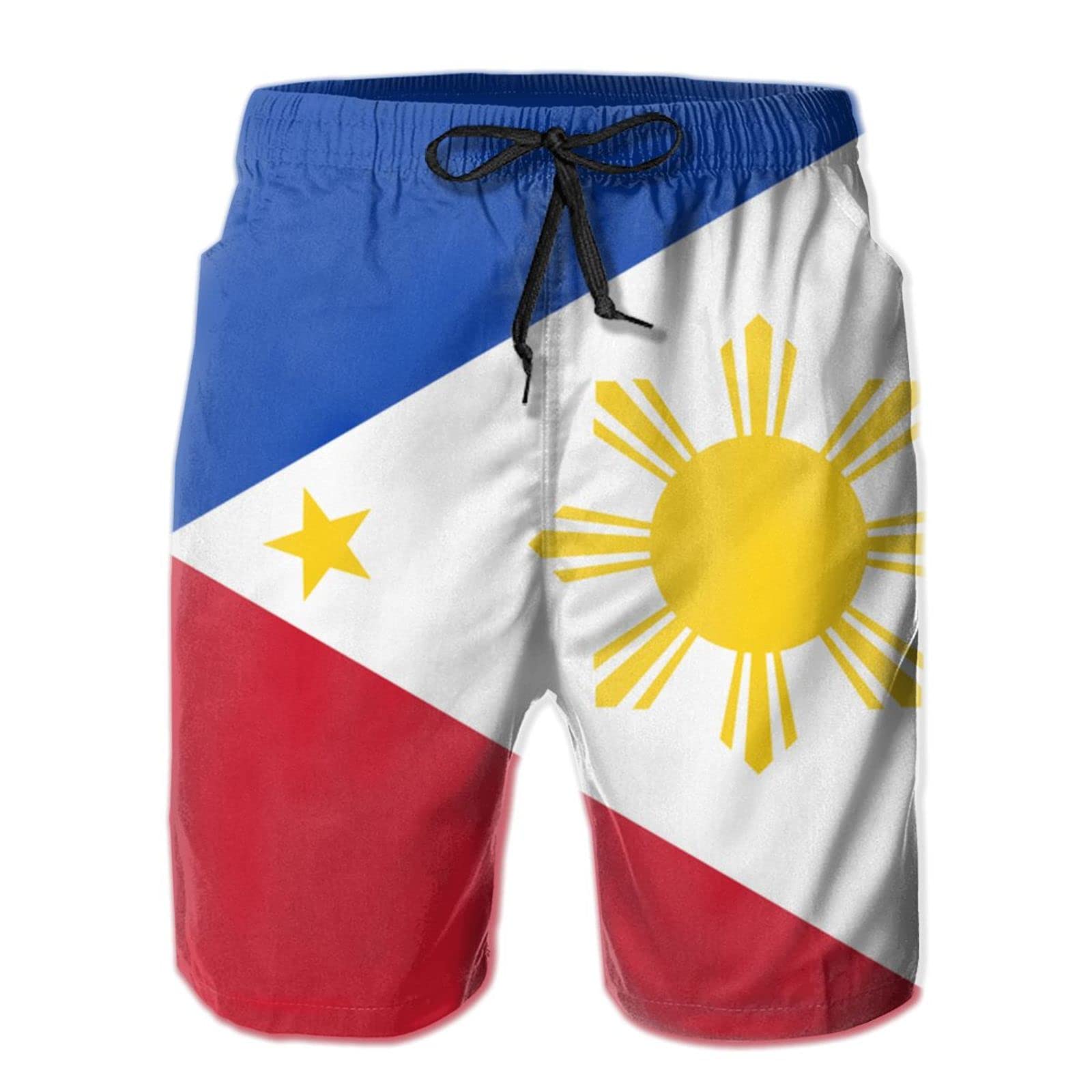 Juzgtsit Men's Black Swim Shorts Philippines Flag Swim Trunks Quick Dry Summer Surf Beach Shorts With Pocket Drawstring