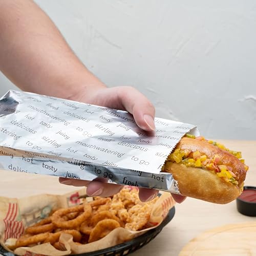 Miniatura 8 de Restaurantware Bag Tek - Bolsas para perros calientes de 3.7 x 1.2 x 9.2 pulgadas, 100 envoltorios pequeños para perros calientes, resistentes al