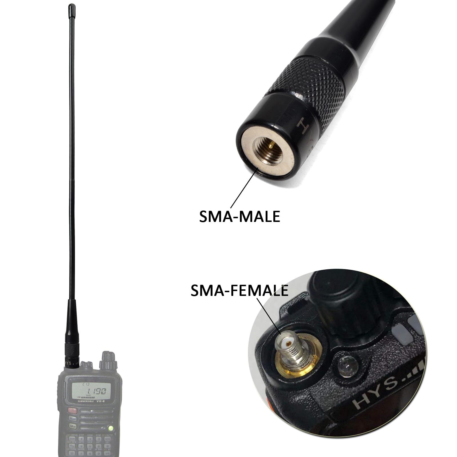 Antenne Télescopique SMA-Male SRH789 Pliable Large Bande Pour Vertex VX Et Autres Modèles