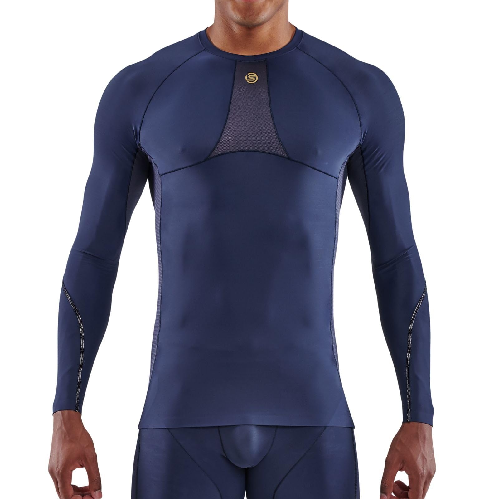 Skins Series-5 Men's Premium Compression Long Sleeve Top-Improved Circulation, Reduce Soreness for Lifting, Workouts & Running Navy Blue