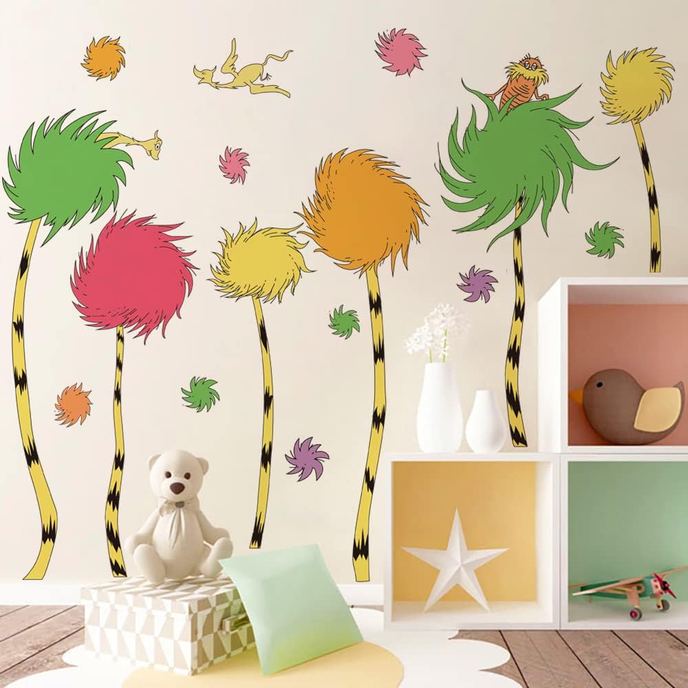Runtoo Colorful Tree Wall Decals Kids Wall Stickers for Bedroom Baby Nursery Reading Room Classroom Wall Decor