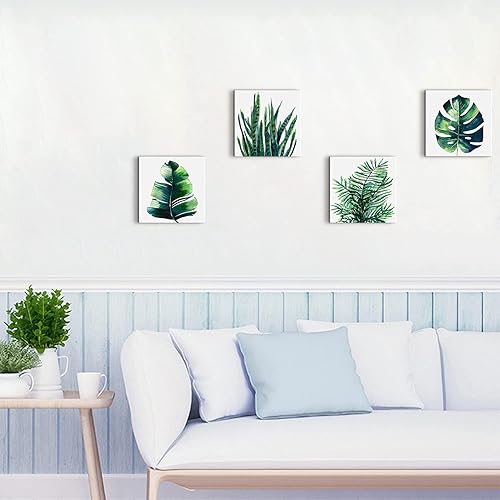 Miniatura 61 de Arte de pared de naturaleza con plantas verdes, decoración de pared de hojas botánicas tropicales, impresiones en lienzo para dormitorio, Hoja