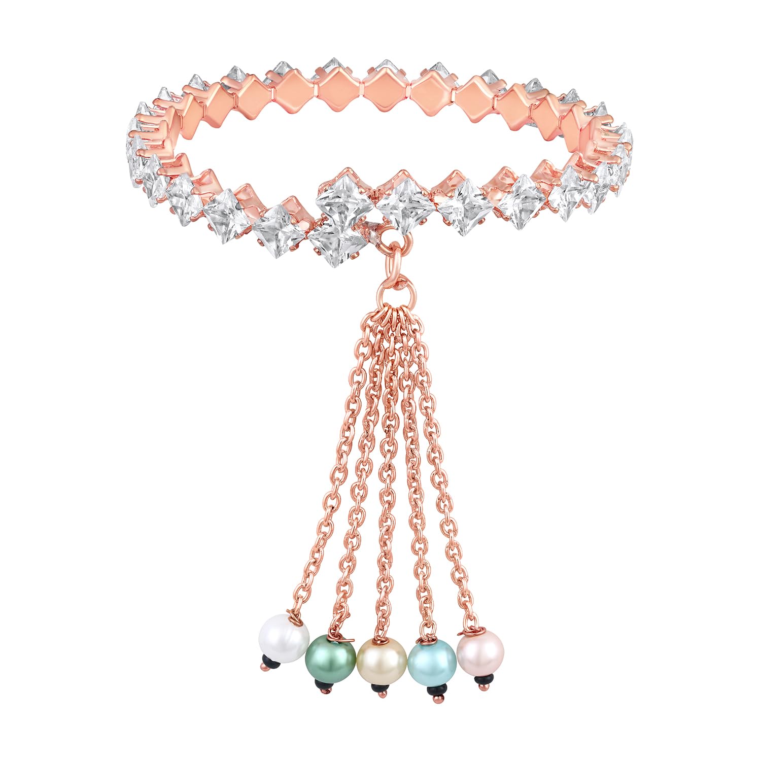 Rose Gold Plated Eternal Love Delightful Lumba Rakhi Bracelet with Cubic Zirconia for Women (PARAL1100735ZPR)-image-41