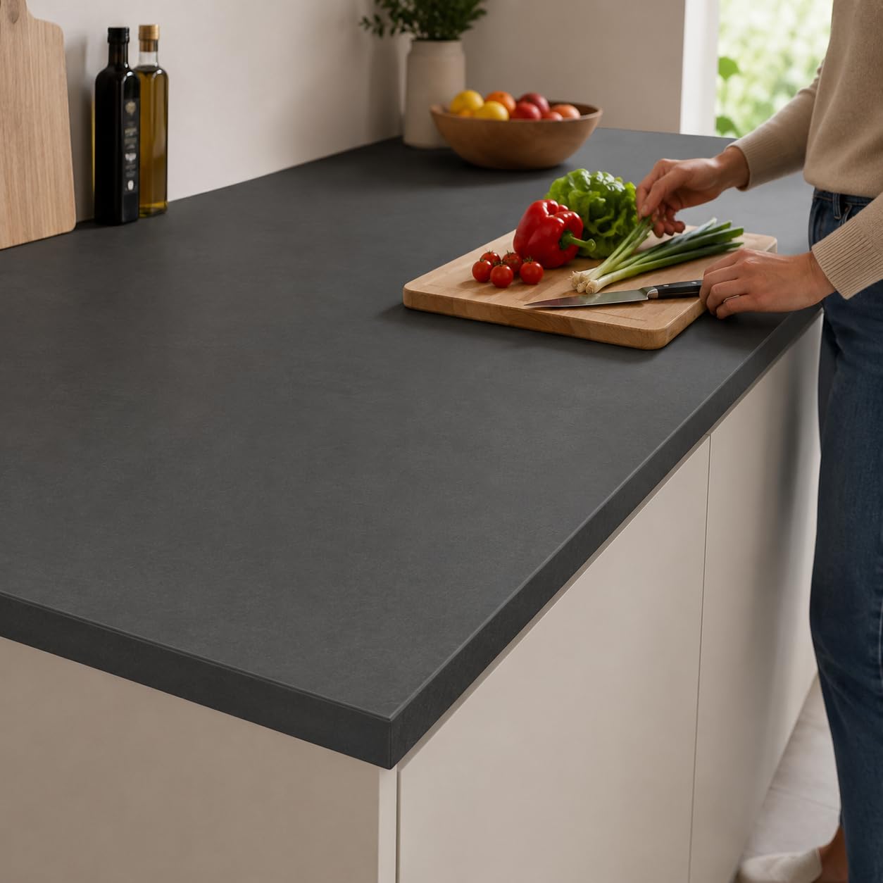 Top Cucina Non Forato 240x60x4 cm Bianco, Piano Lavoro in Truciolare Nobilitato AntiGraffio con Bordo ABS Poliuretano