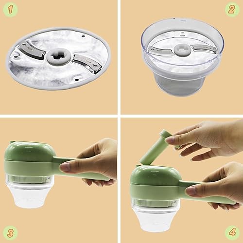 Miniatura 5 de Electric Vegetable Cutter Set, 4 and 1 Handheld Electric Vegetable Cutter, Portable Food Chopper for Onion Ginger Chilli Onion Garlic Meat