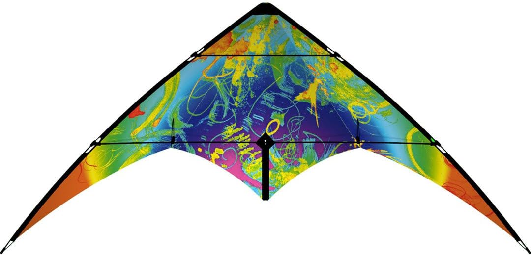 HQ Kites Bebop Series - Beginner Stunt Kite - 57 Inch Dual - Line Sport Kite, Color: Crazy Colors - Active Outdoor Fun for Ages 8 and Up - Perfect for Adults or Children