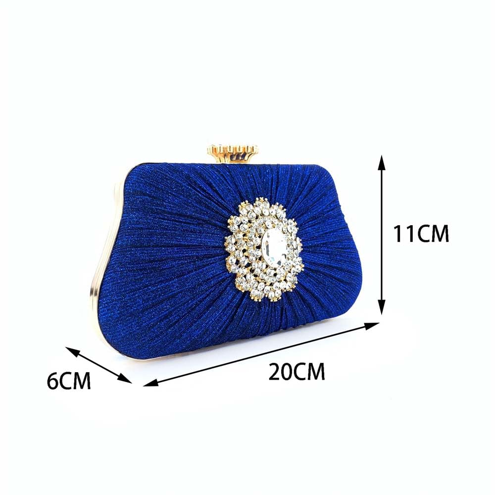 Bolsos de embrague para las mujeres Moda Cena Bolsa Plisada Artesanía Rhinestone Bolsa Cross Body Hombro Bolsas para Boda Prom Night out Fiesta