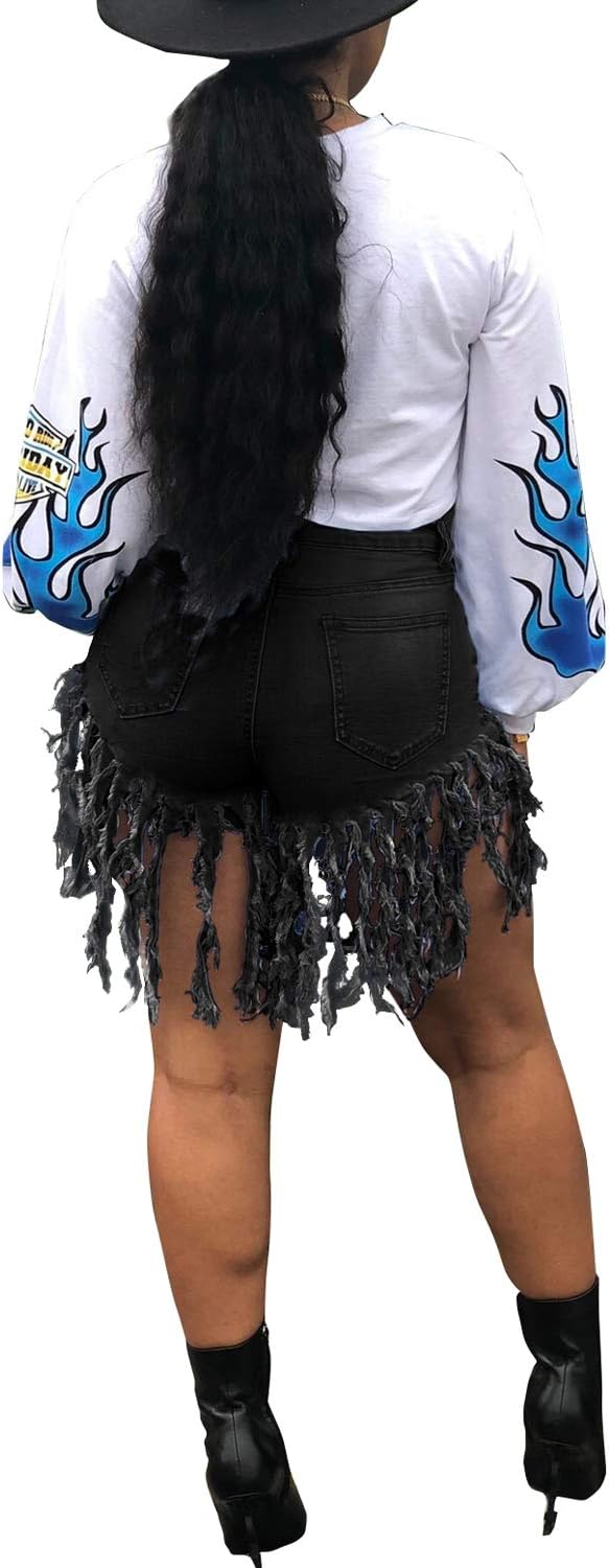 LaiyiVic Women's Denim Shorts High Waisted Frayed Raw Hem Ripped Short Jeans - Image 2