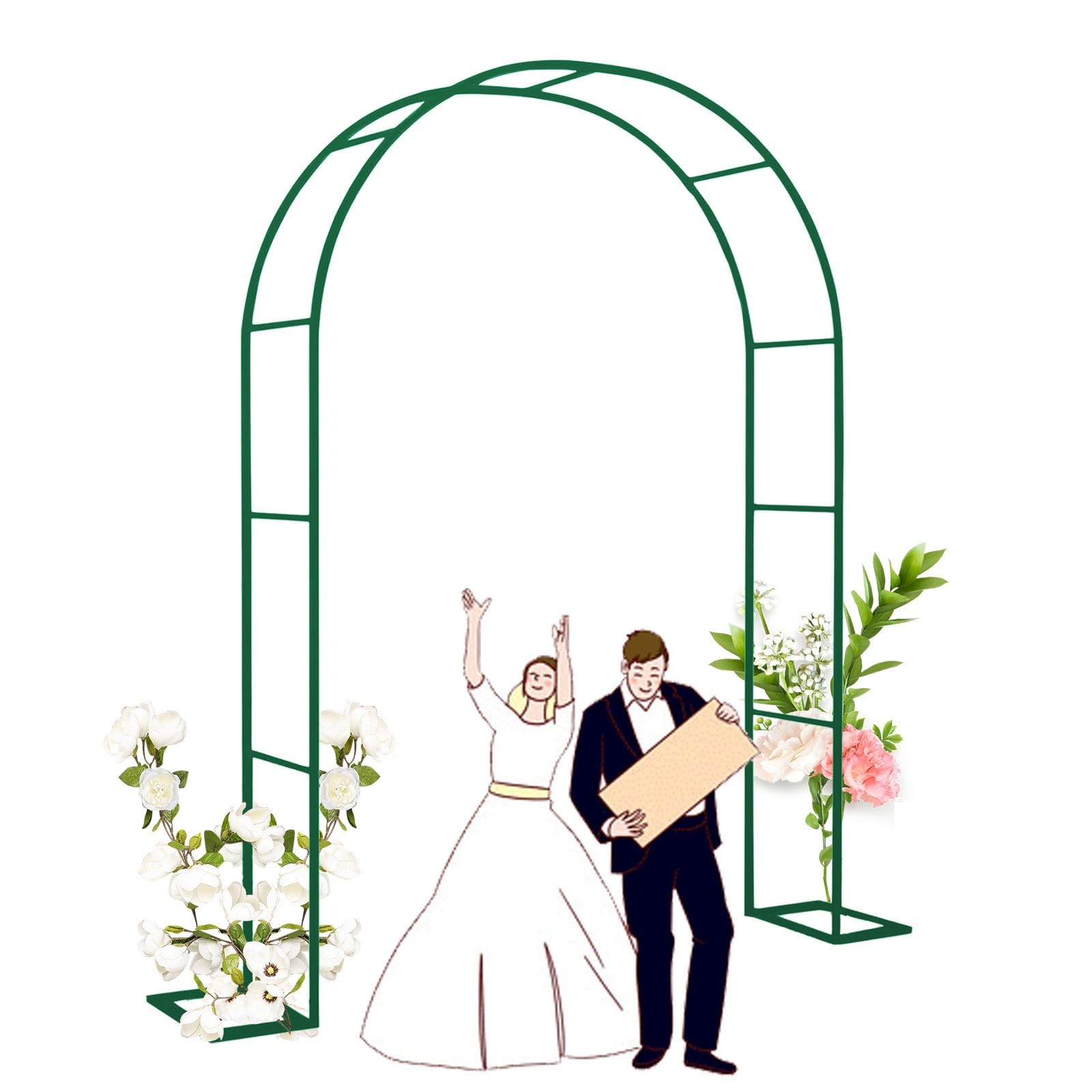 Arche de Jardin en métal 240 cm pour pelouse, terrasse, décoration de Mariage, fête de Mariage, pergola pour diverses Plantes grimpantes (Vert, 120 x 240 cm)