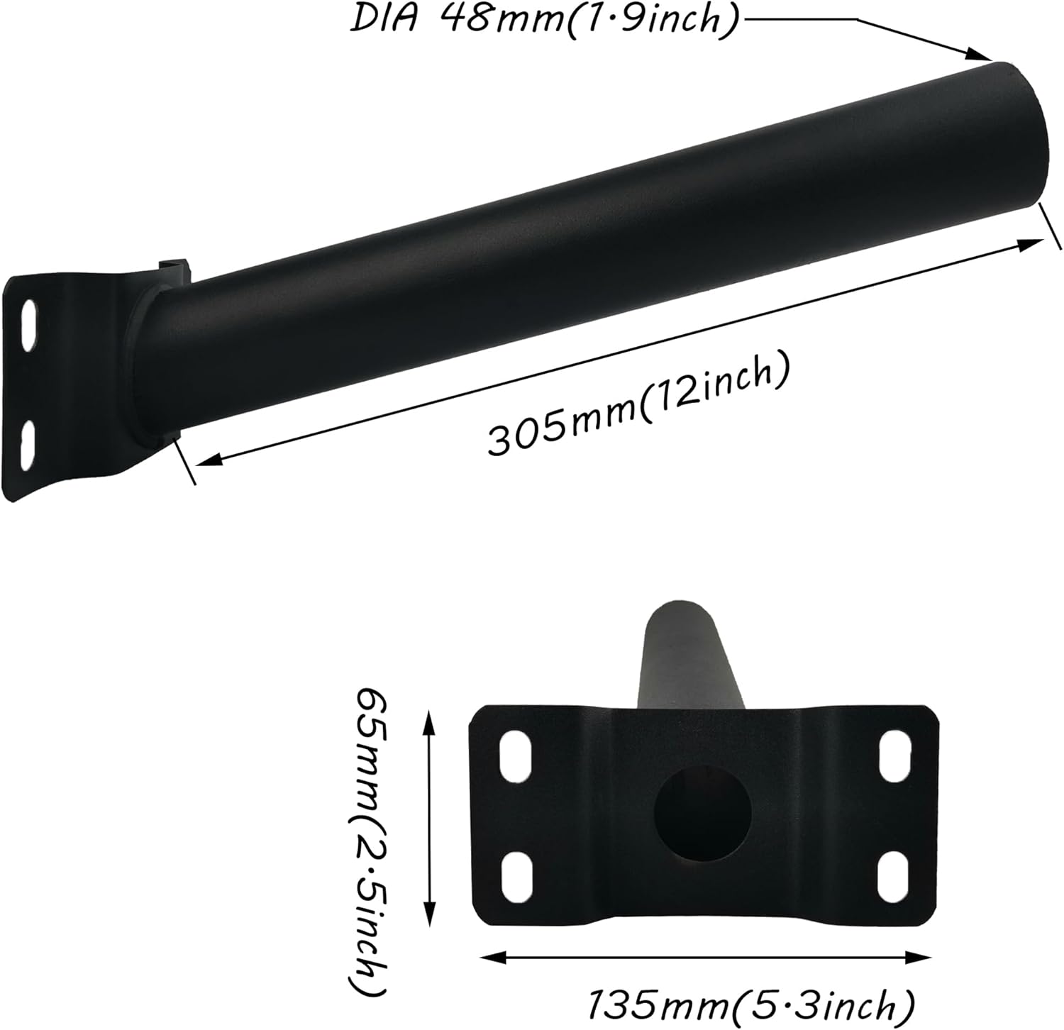 Light Pole Mount,Solar Lighting Mounting Bracket Extension Pole Kit Wall Black Metal Pipes Barn Lights Fixture Antenna Adaptor Outdoor Arm for Street Light,Wall Mounted Tire,Barn Lamp,Post Tree