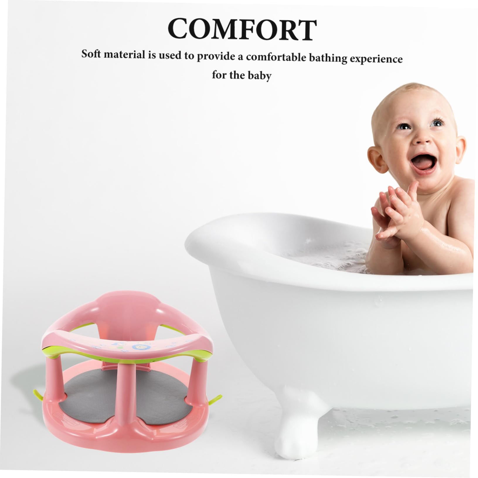 Kisangel Asiento de Baño para Ñiño Antideslizante de Pp y Tpr Cómodo para Recién Nacidos Respaldo, Adecuado para Baño Seguro y Confortable
