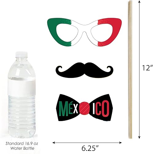 Miniatura 6 de Big Dot of Happiness Viva México - Kit de accesorios para cabina de fotos para fiesta del Día de la Independencia de México, 20 unidades