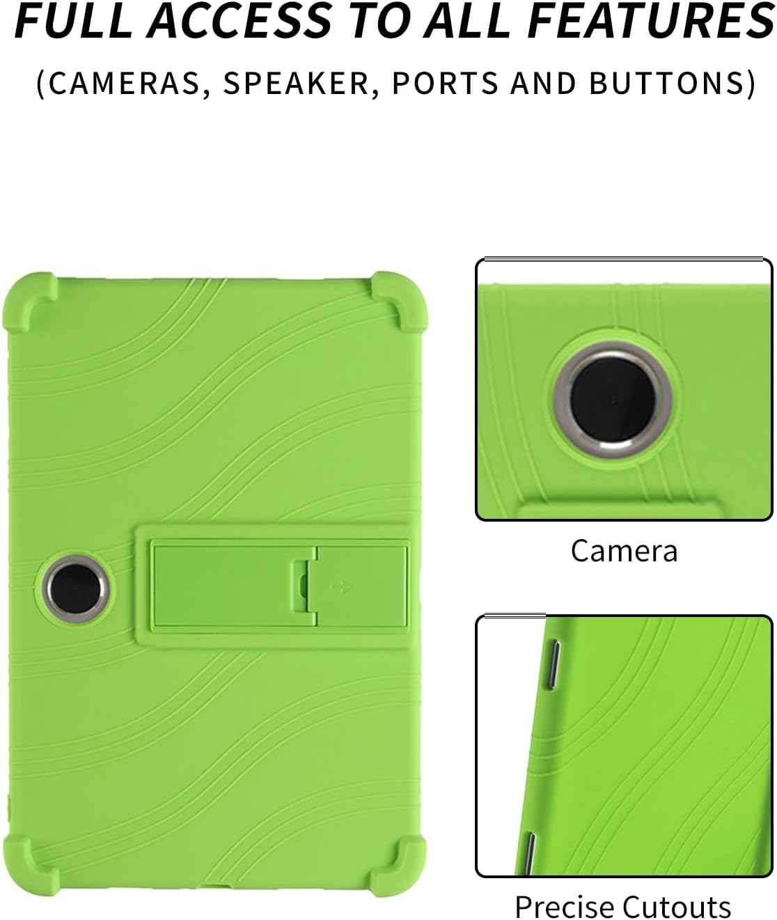 Case for OnePlus Pad Lite Android 15 Tablet 11 inch，WUNIAK Shock Proof Lightweight Stand Rubber Shell Protective Cover,Kids Friendly Soft Silicone Adjustable Stand Cover,Green