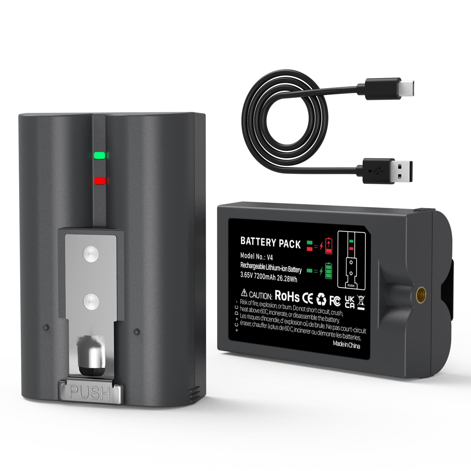 2 Pack Replacement for Ring Battery, Upgraded High Capacity 7200mAh, Rechargeable 3.65V for Ring Camera Battery Compatible with Ring-Video Doorbell 2/3/3plus/4, Stick Up Cam Battery (2nd/rd Gen) etc