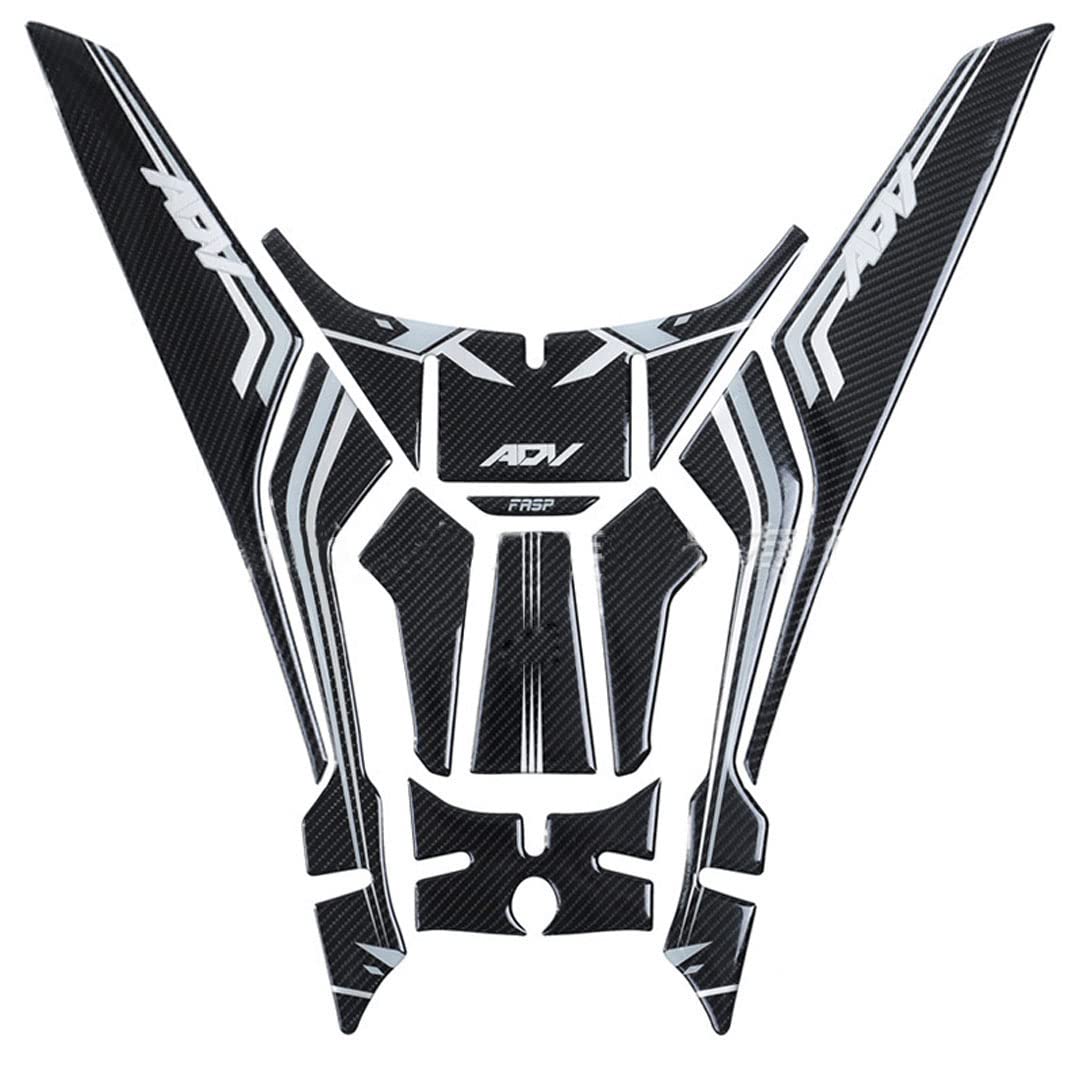 For Honda ADV150 Gas Tank Pad Side Fuel Knee Grip Decal Cap Tank PAD Carbon Sportbike Oil Gas Protector Fuel Tank Stickers Anti Slip Motorbike (silver)