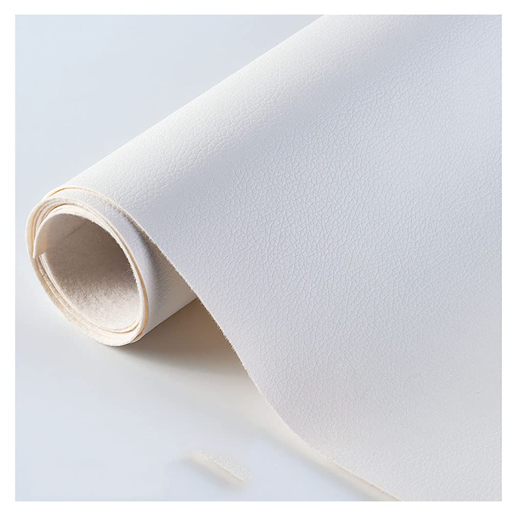 Tissu simili cuir de tapisserie blanc 1.37x8m au grain de suédine noble et résistant