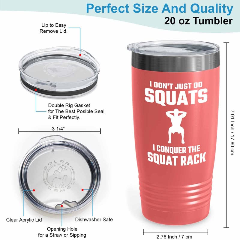 Flairy Land Gym Squat Coral Tumbler 20oz - the squat rack - Squat Bar Weights Funny Workout Pullup Rack Squat Tack Fitness