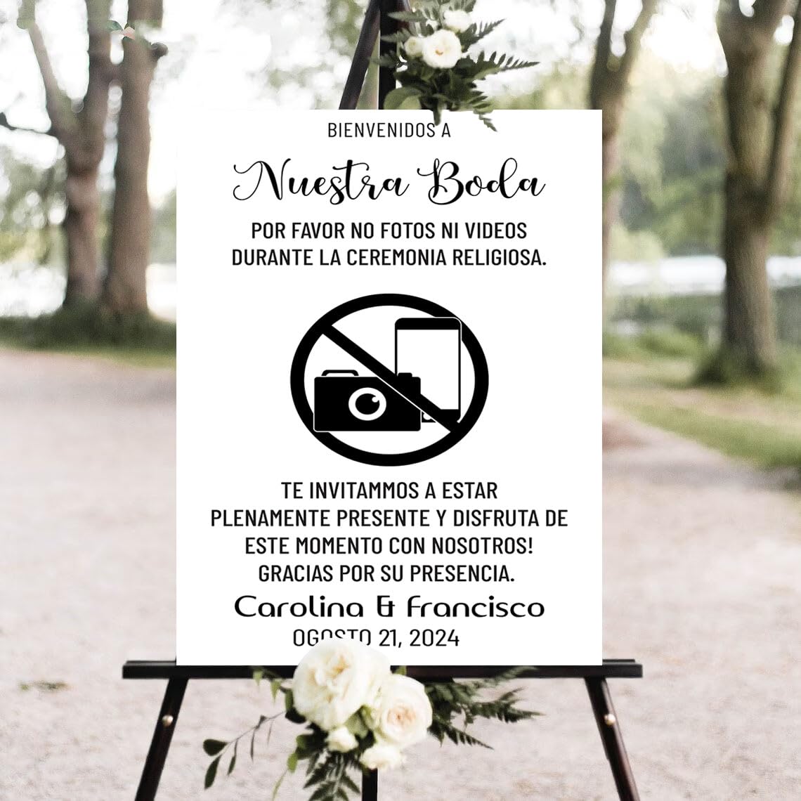 パーソナライズされたBienvenidos a Nuestra Boda Letrero、Welcome To Our Weddin