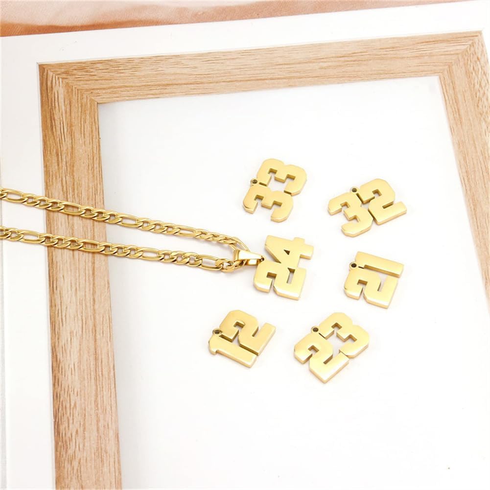 HIJONES Men's Stainless Steel Basketball Soccer Baseball Team Number Pendant Chunky Chain Sport Necklace