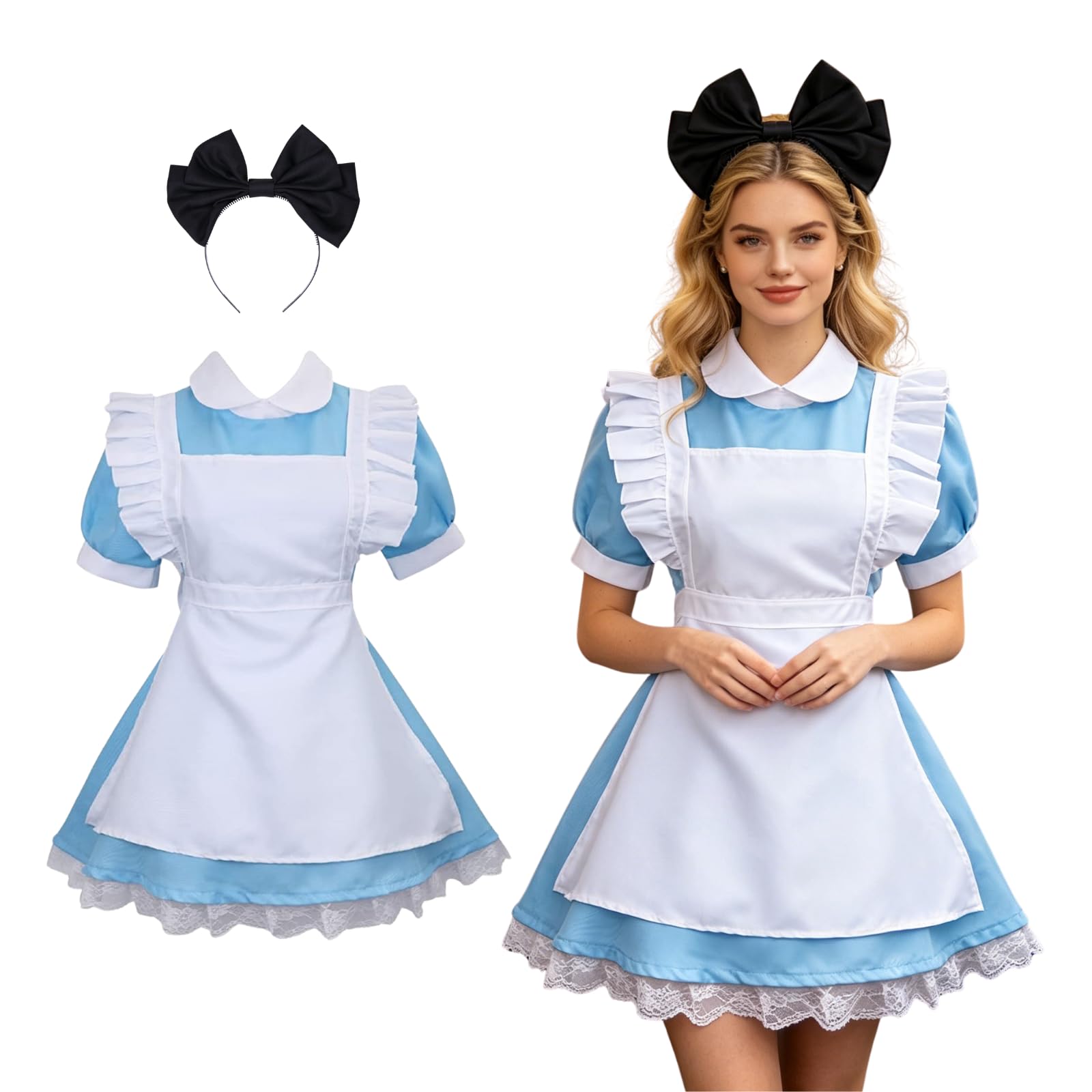 Colorful House Women's Anime Cosplay Outfit Adult Blue Maid Costume Set