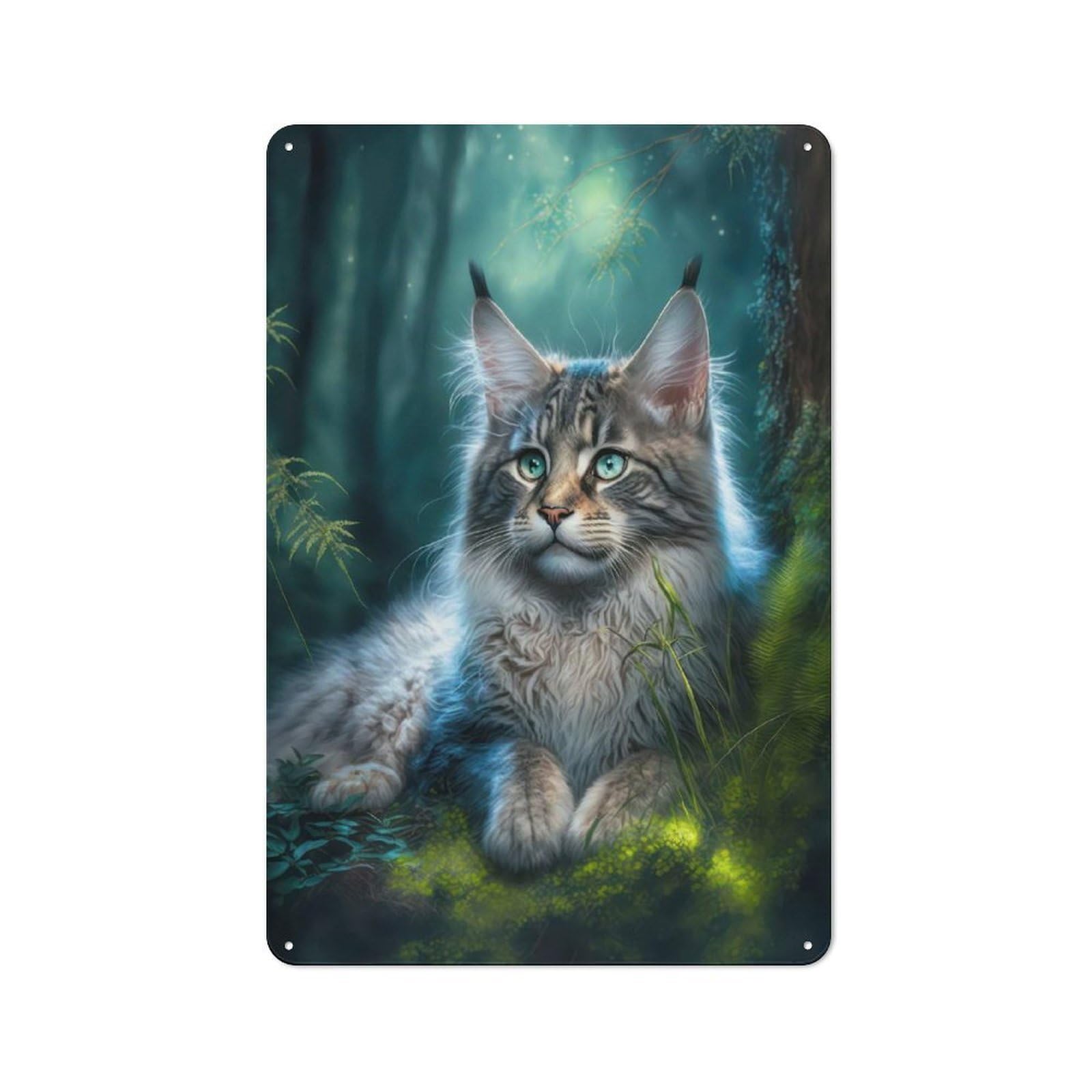 Junmoney Style-18 Adorable Maine Coon Cat Vintage Metal Sign 30X20cm, Retro Classic Pub Decor For Cafe, Pub, Workshop Or Home Bar