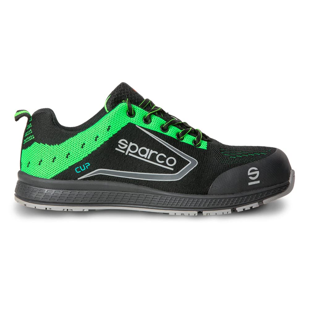 Sparco Lightweight Safety Shoes Cup S1P Adelaide Black/Green EU Size 43