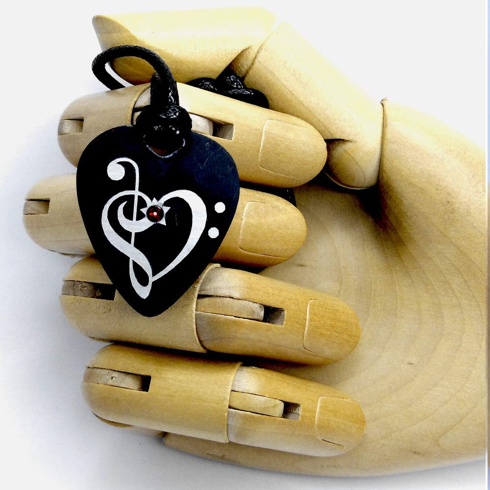 Collana Plettro per chitarra-Design chiavi rosso-alluminio anodizzato nero-gratuito testo personalizzato sul retro (opzionale)-Accessori per chitarra-Regalo per musicisti-Ciondolo Plettro