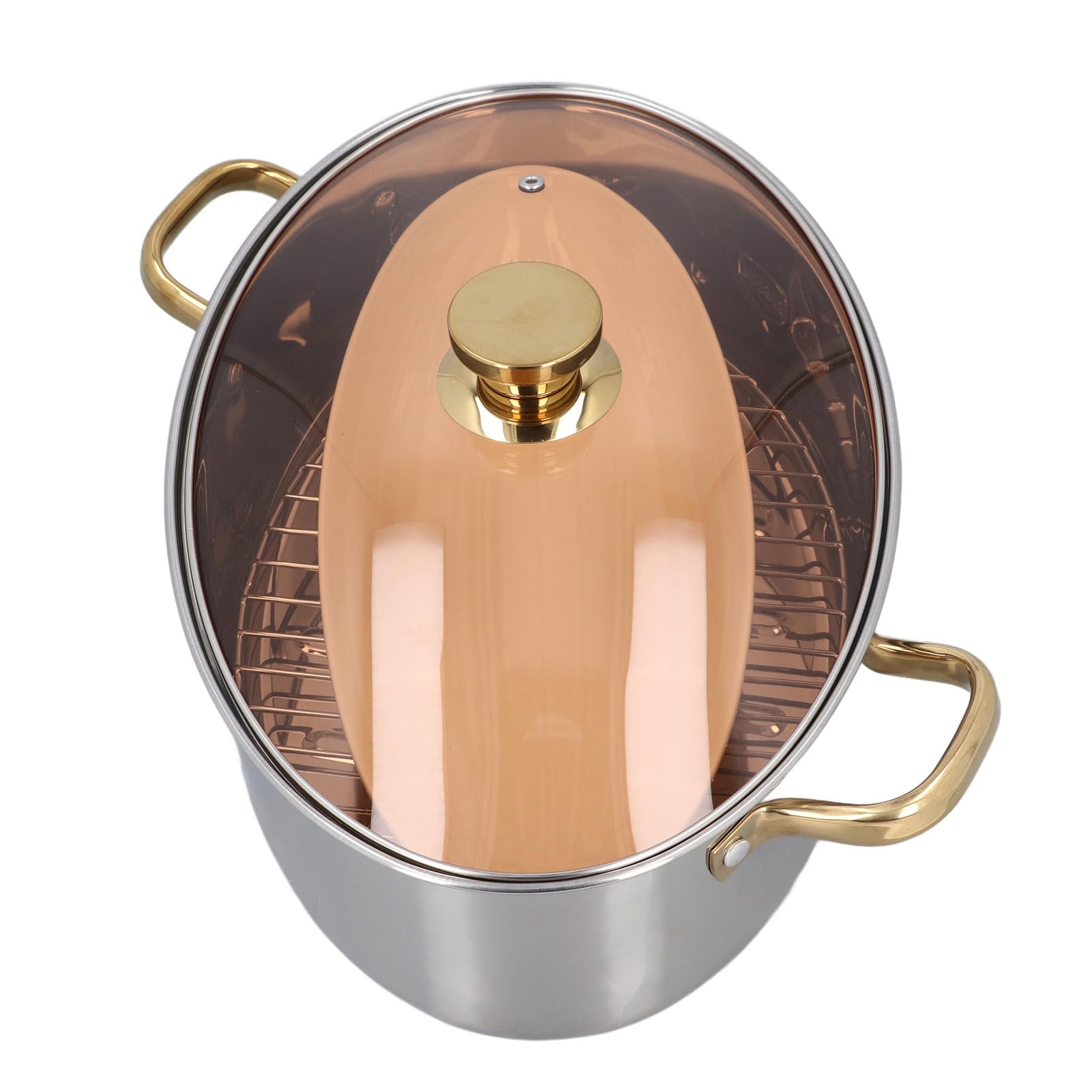 Generic Pentola a Vapore per Pesce in Acciaio Inossidabile 304, Pentola a Vapore di Forma Ovale, Coperchio Trasparente e Piastra in Ceramica Multiuso, Ideale per Cuocere a Pesce, Frutti di Mare e