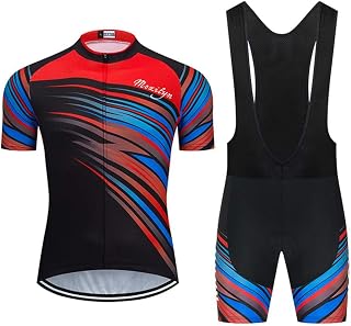 MOXILYN Mens Cycling Jersey MTB Clothes Cycling Kit Bike Shirts and Cycling Bibs Short with 20D Gel Pad Biking Clothing Set
