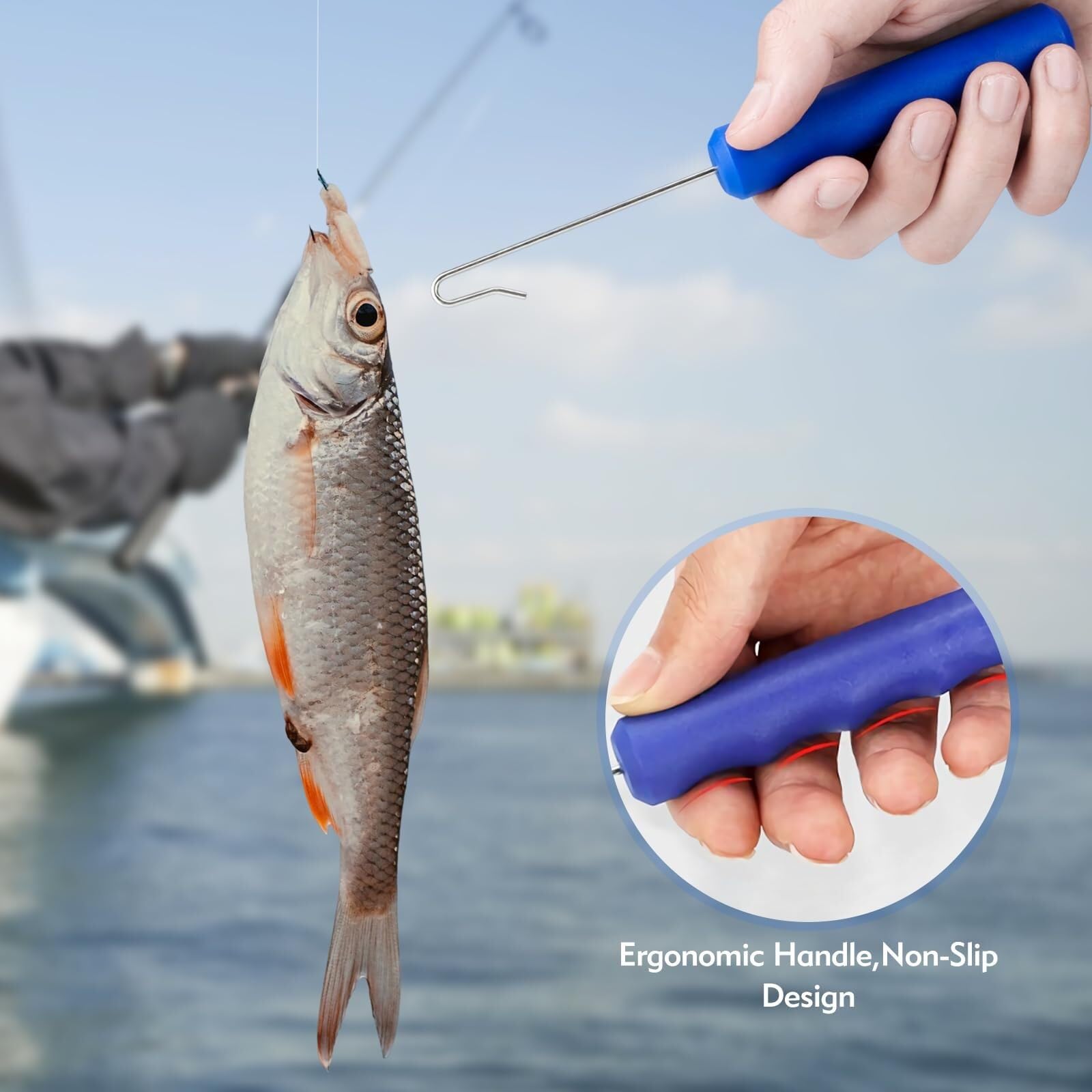 Paquete de 2 removedores de anzuelos de pesca, herramienta de extracción de anzuelos de cebo de pescado de 7 pulgadas, accesorios de pesca portátiles, solución de desenganche para pescadores