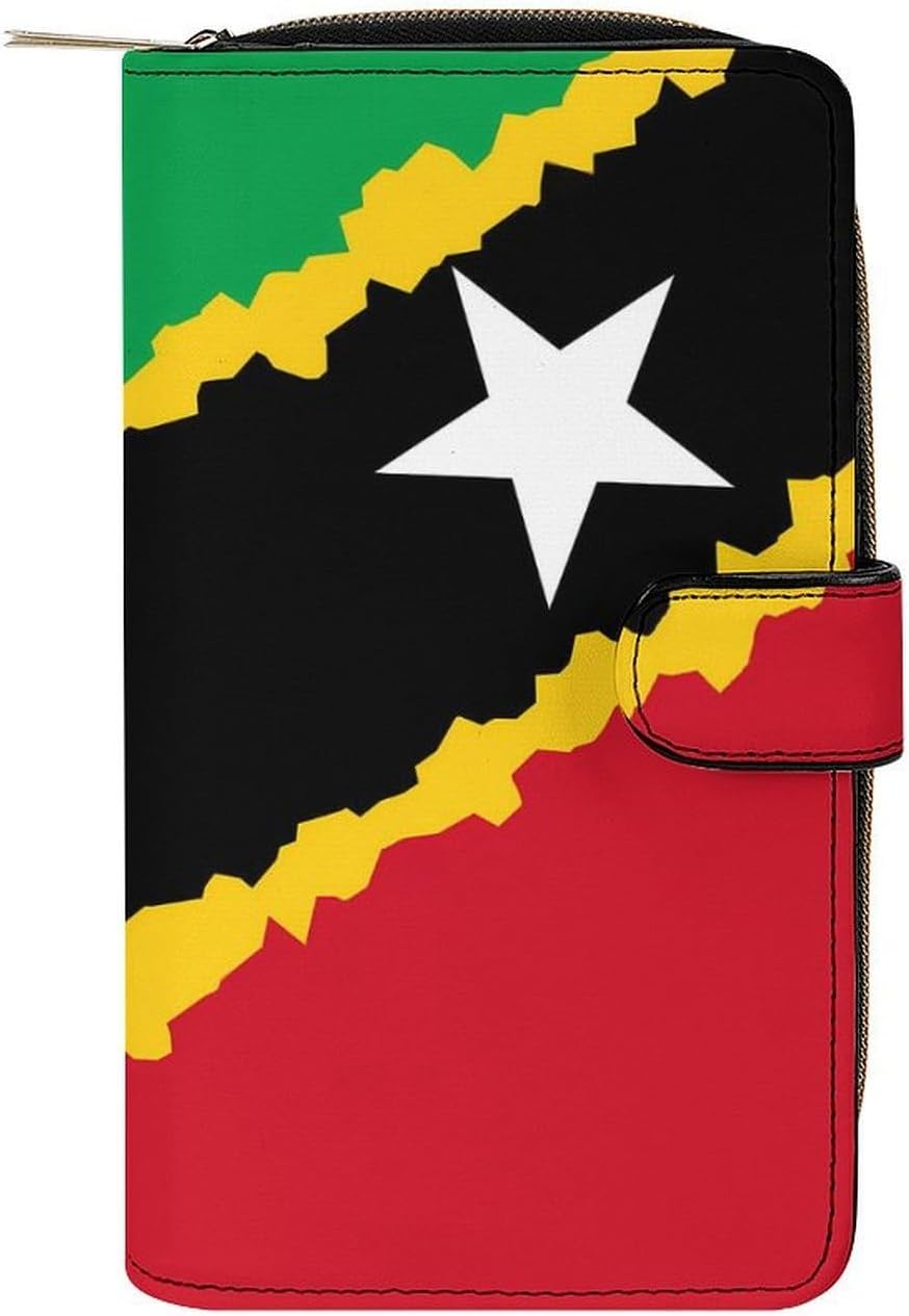Melted Saint Kitts And Nevis Flag Womens Wallet for Men Slim Purse Clutch Handbag with Card Holder