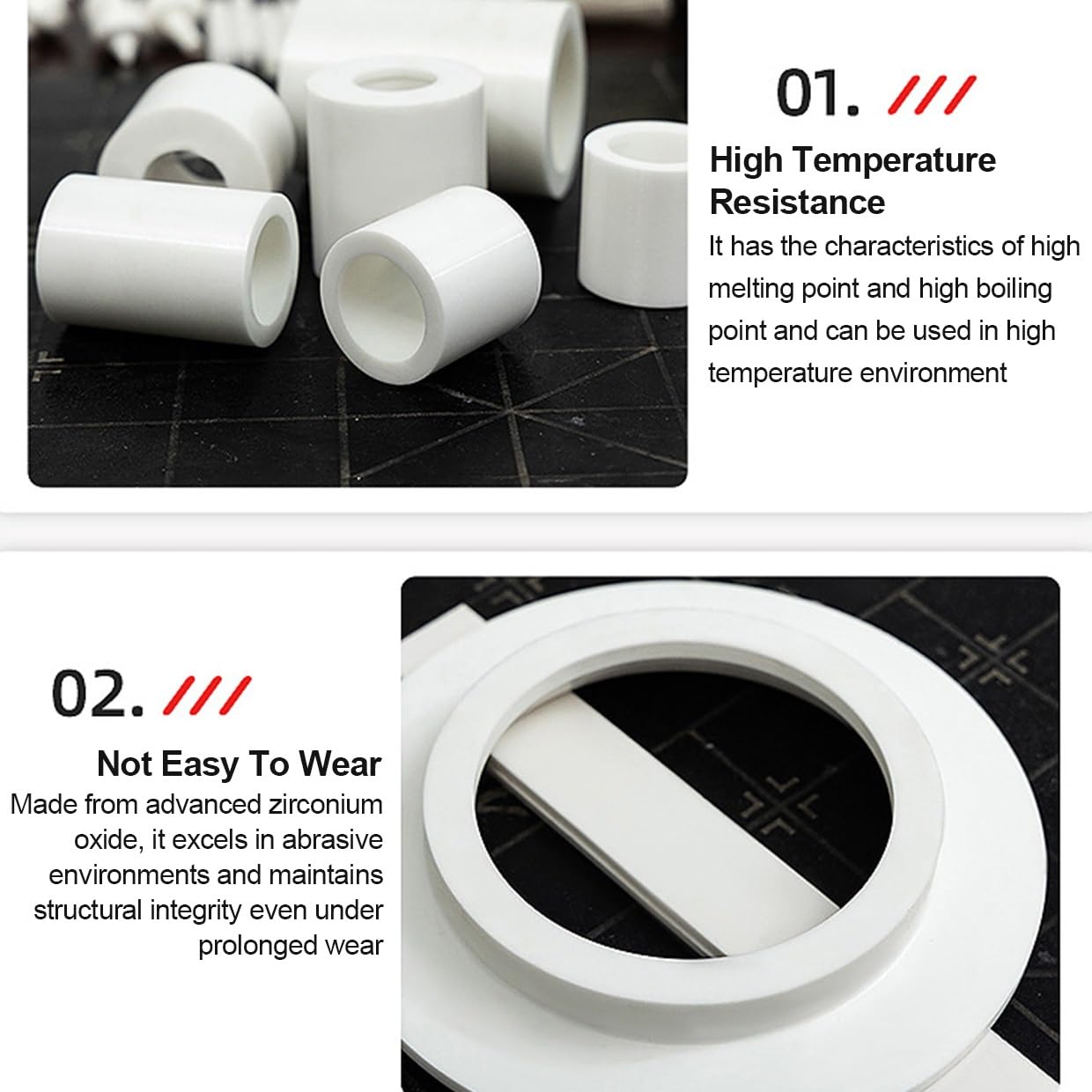 Barre di Isolamento in Ceramica di Zirconia, Specchio, Resistenti all'Usura e Alte Temperature, Lunghezza 10cm, Diametro 3mm