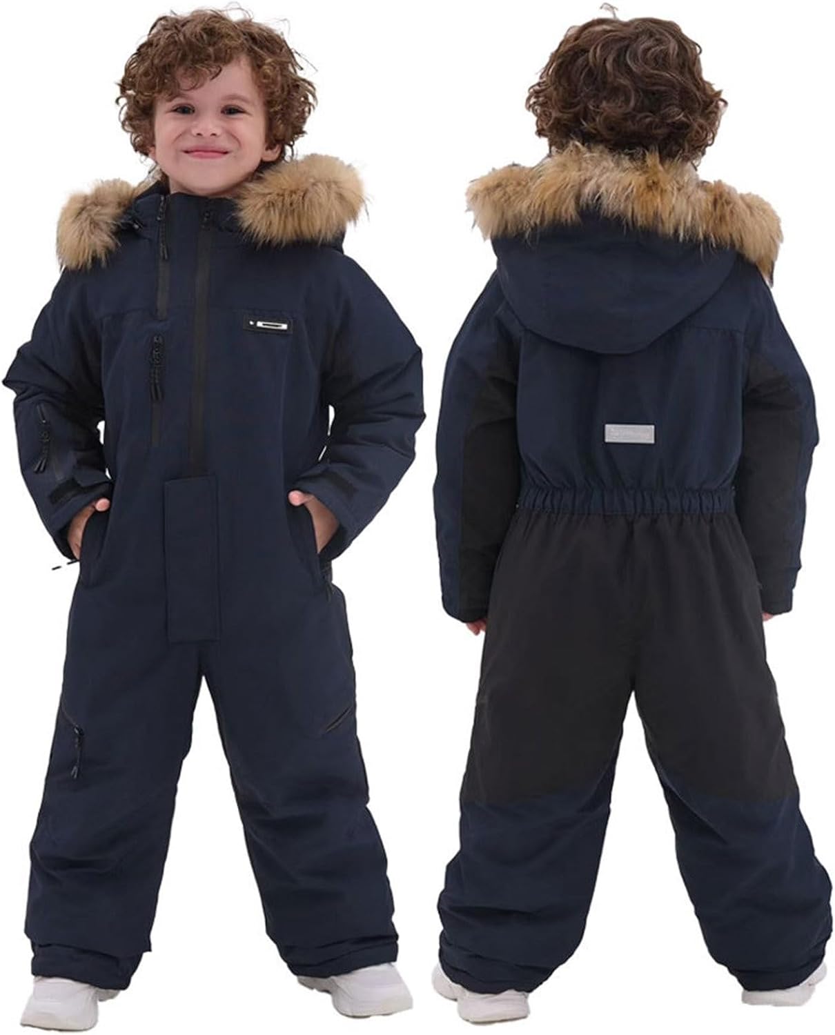 Snowsuit for Kids Boys 𝗪aterproof Hooded Ski Jacket and 𝗦𝗻ow Bib 2 Piece Winter Thicken Warm Windproof Sets