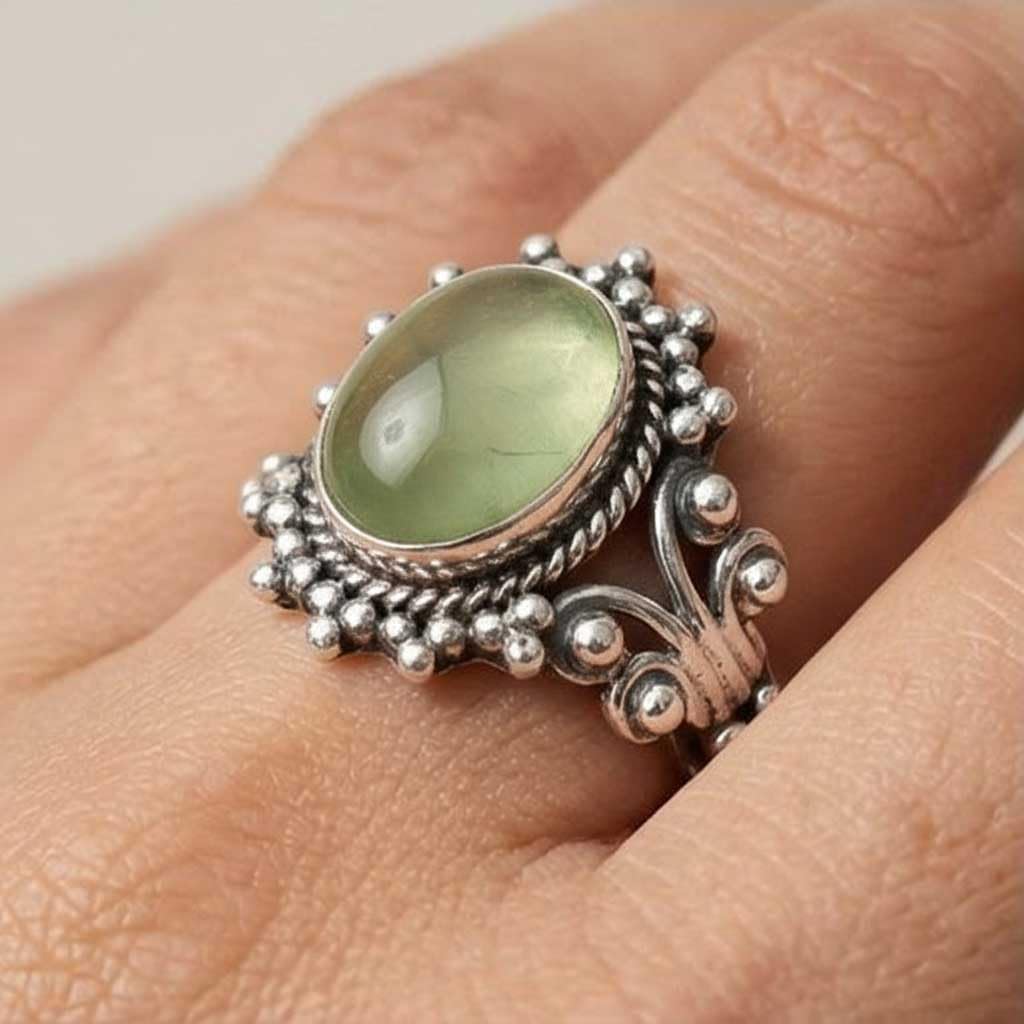JEWELOPORIUM Boho Handmade Jewelry Natural Gemstone Labradorite, Turquoise, Moonstone, Rose Quartz Oval 925 Sterling Silver Overlay Ring For Women