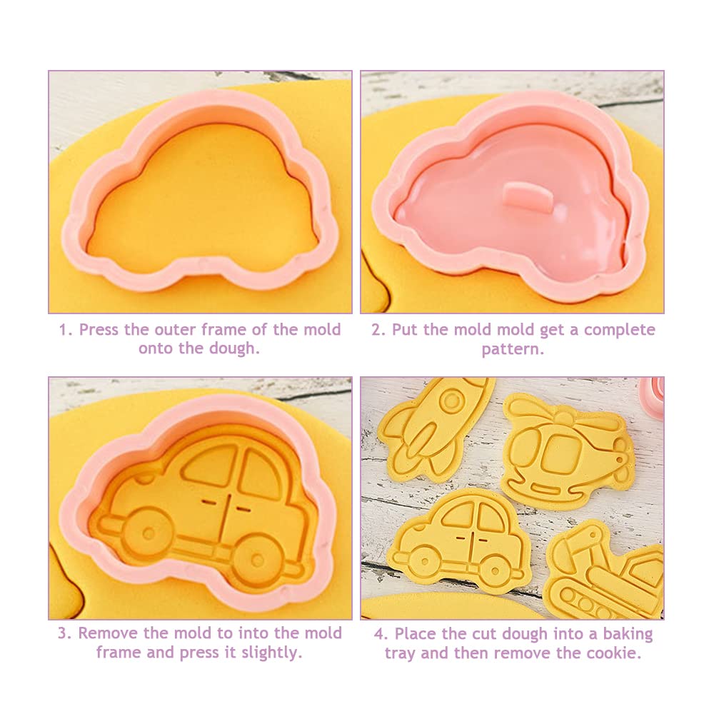PTaizjjz Baby Douche Cookie Cutter Set,8PCS Plastic 3D Cookie Stempels