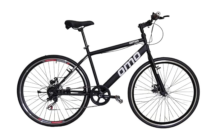 Omobikes Hampi 7021 Light Weight Hybrid Cycle for Men Woman, with Dual disc Brakes, 21 Speed Geared, Frame Size 18 inch, Steel Frame, for 13 Year and Above(90% Assembled), Multi Color