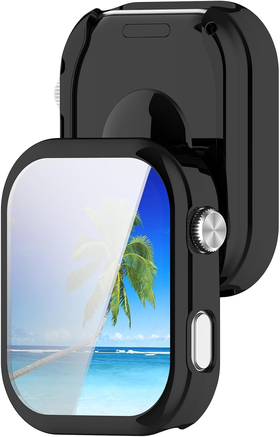 2 Pack Watch Case Compatible for Redmi Watch 6 Tempered TPU Screen Protector Protective Cover Coverage Bumper.(Black) image 2