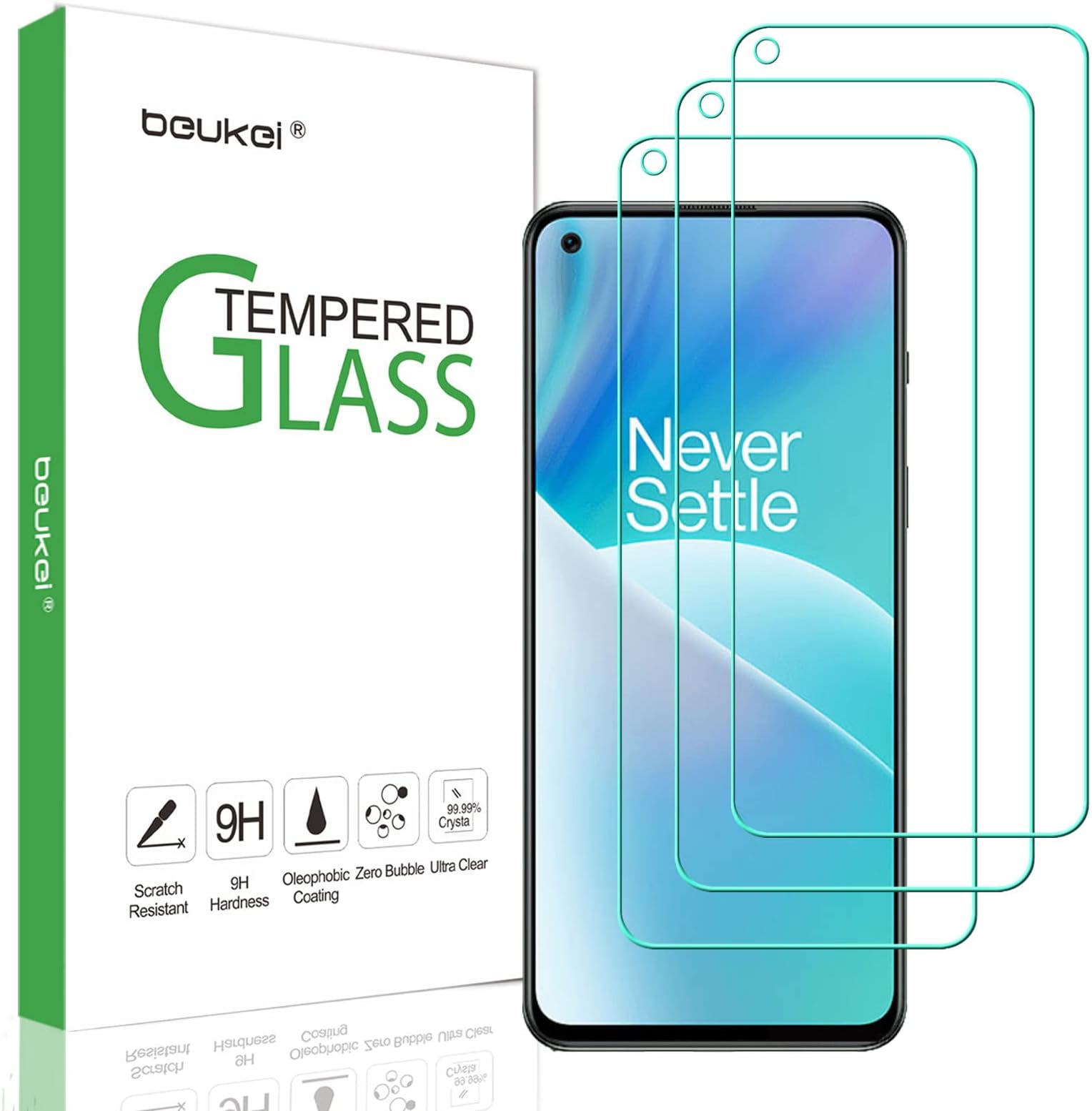(3 Pack) Compatible for OnePlus Nord CE 2 / 2T / 2 5G Screen Protector - Tempered Glass, Touch Sensitive, Case Friendly, 9H Hardness