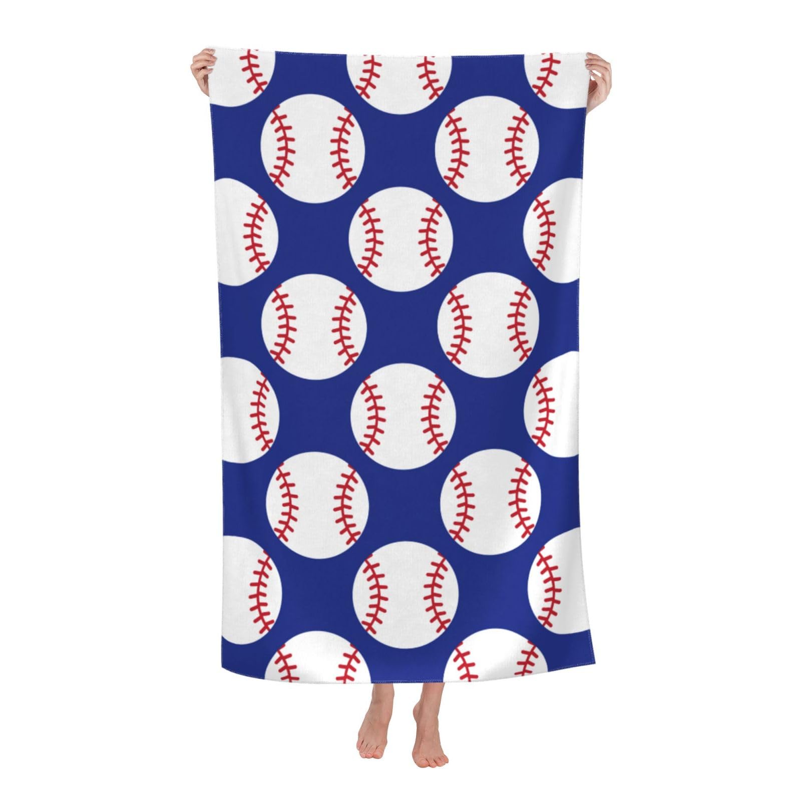 HKHEHOP Baseball Navy Blue Beach Towel Quick Dry Microfiber Bath Towels for Bathroom Soft Sand Free Beach Towels Summer Essentials Travel Swimming