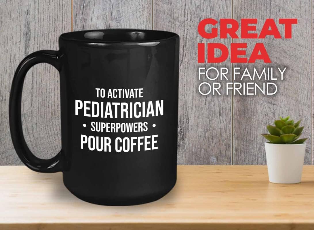 Bubble Hugs Pediatrician Coffee Mug 15oz Black - Pediatrician Superpowers - Doctor Pediatric Assistant Nurse Practitioner Childen's tiny human healer Teenager Parents Women Men Girl Boy Babysitter