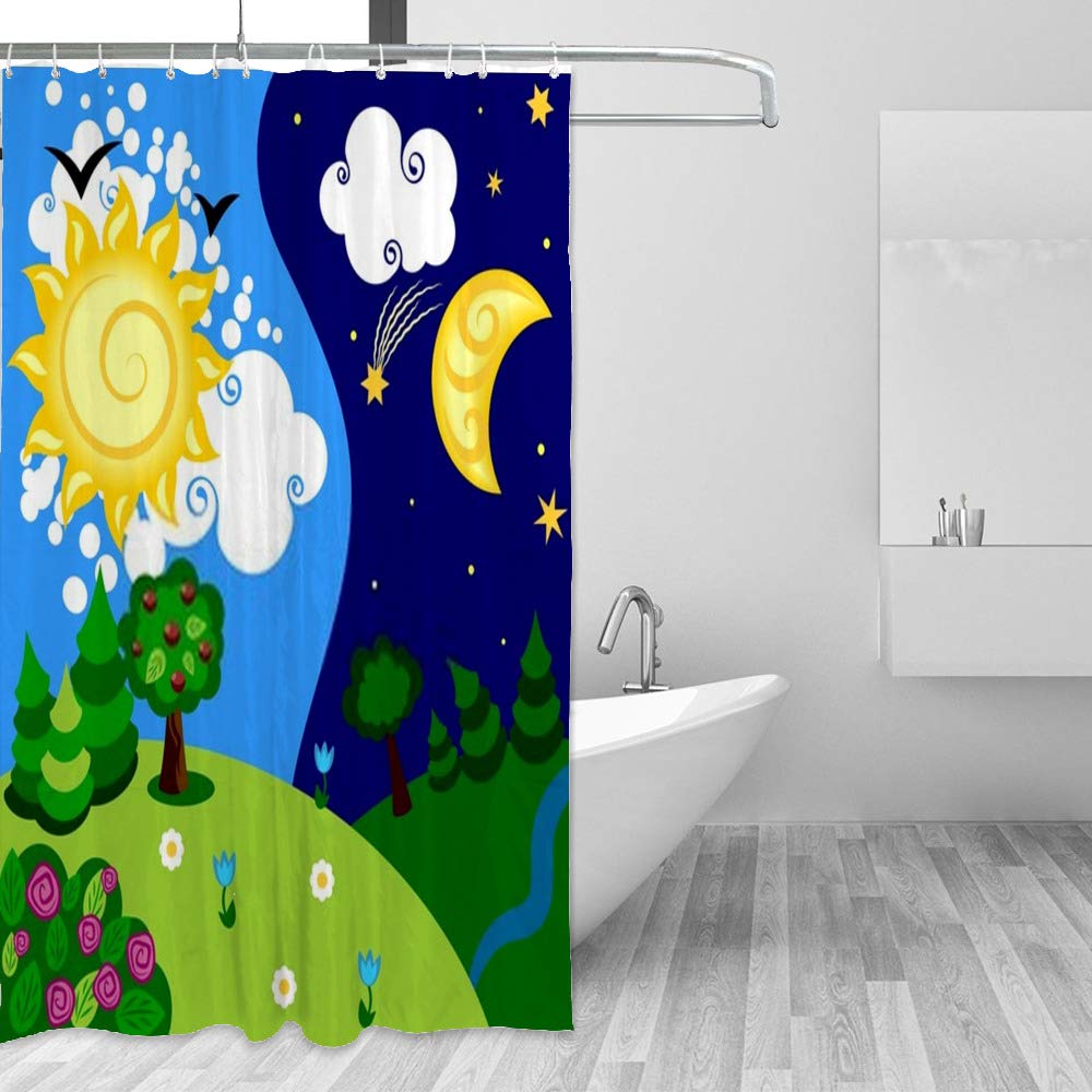 Rideau de douche imperméable jour et nuit en polyester anti-moisissure pour salle de bain