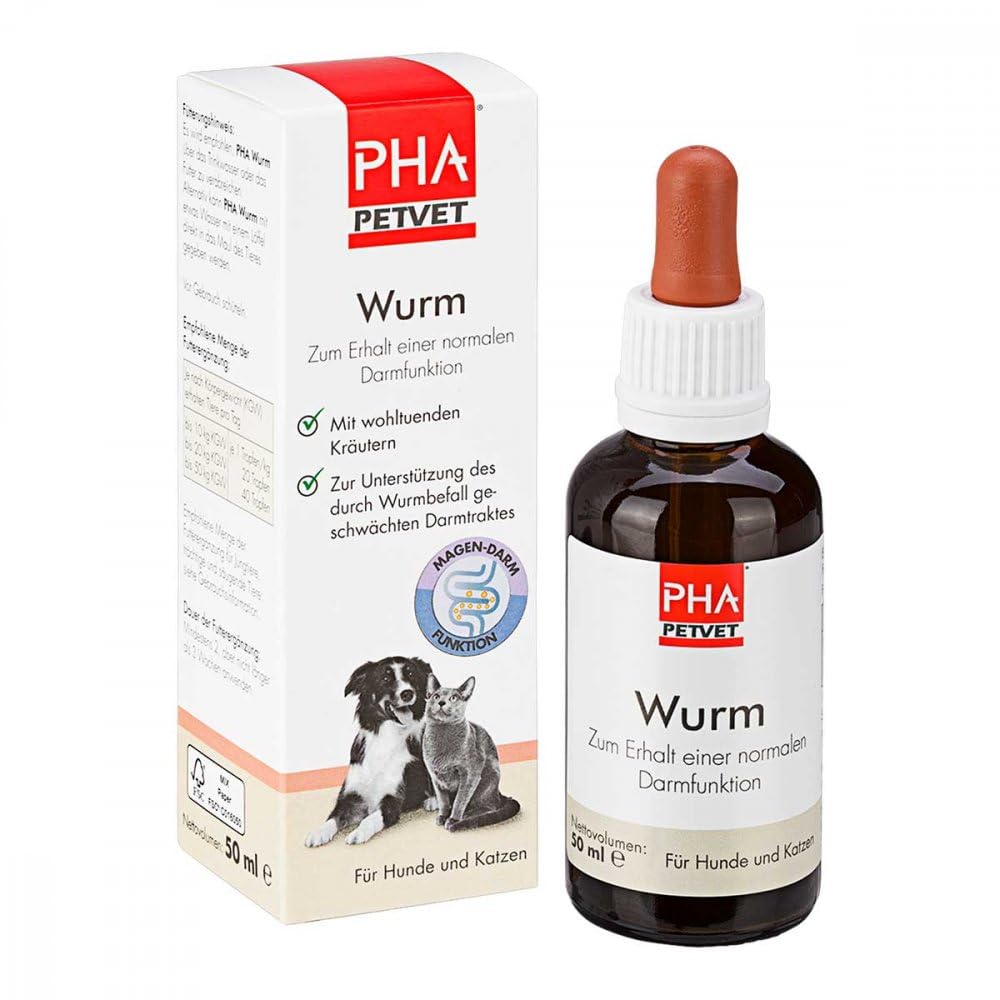 PHA Wurm-Tropfen für Hunde und Katzen, 50 ml