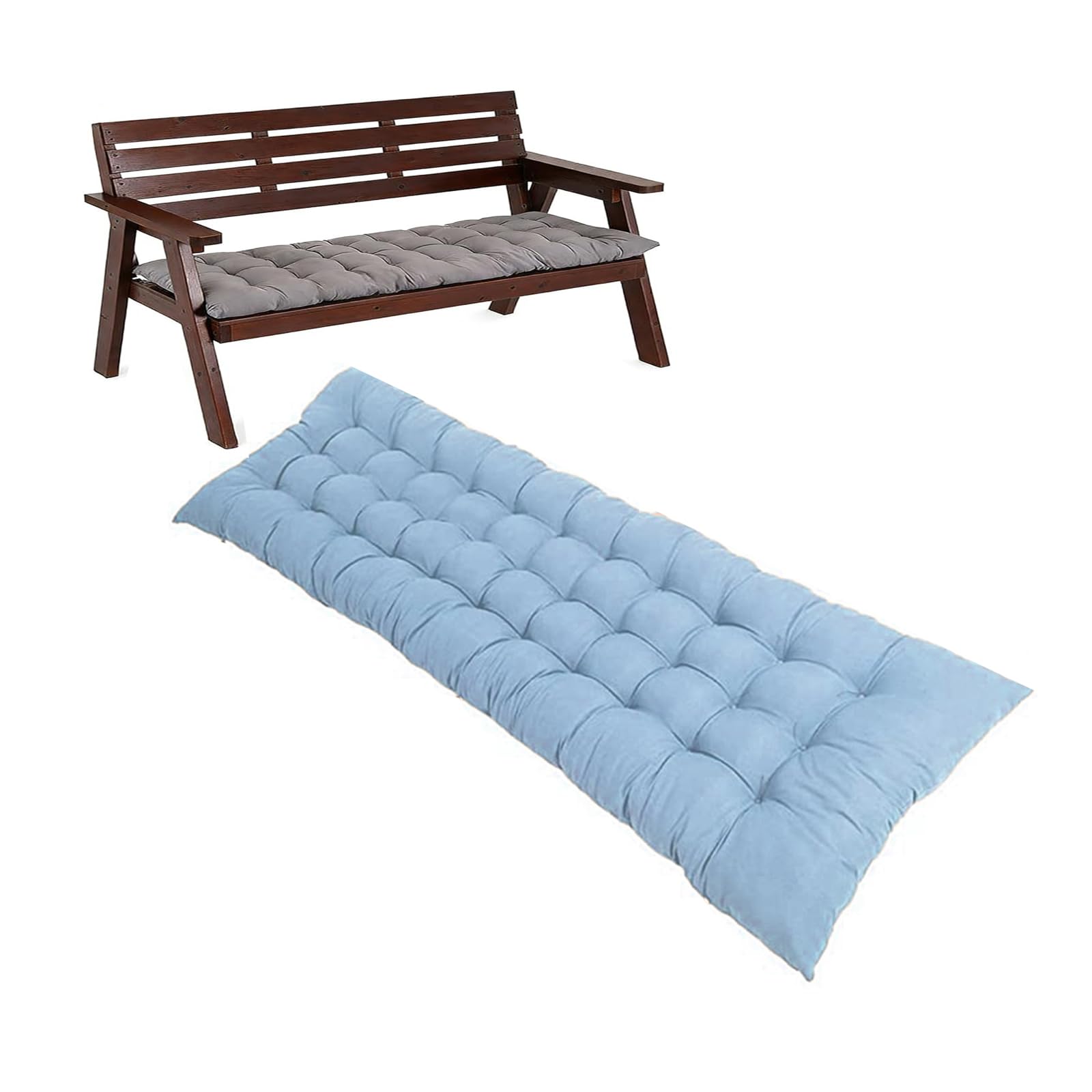 Pongpai Garden Bench Cushion for Indoor Outdoor Furniture, Soft Thick Seat Pad for Bay Window/Sofa/Loveseat, Non-slip, Easy Clean (Sky blue,53x53cm (pillow))