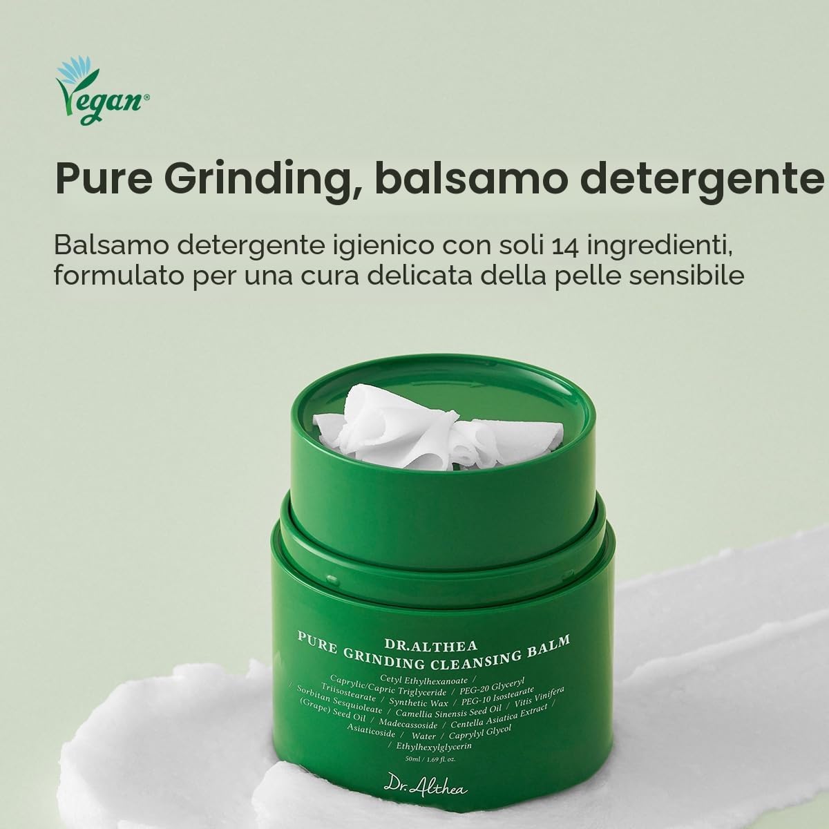 Dr.Althea Pure Grinding Cleansing Balm | Olio detergente igienico in un unico passaggio con madecassoside | Consistenza sorbetto non untuosa | Lenitivo per tutti i tipi di pelle, 50ml